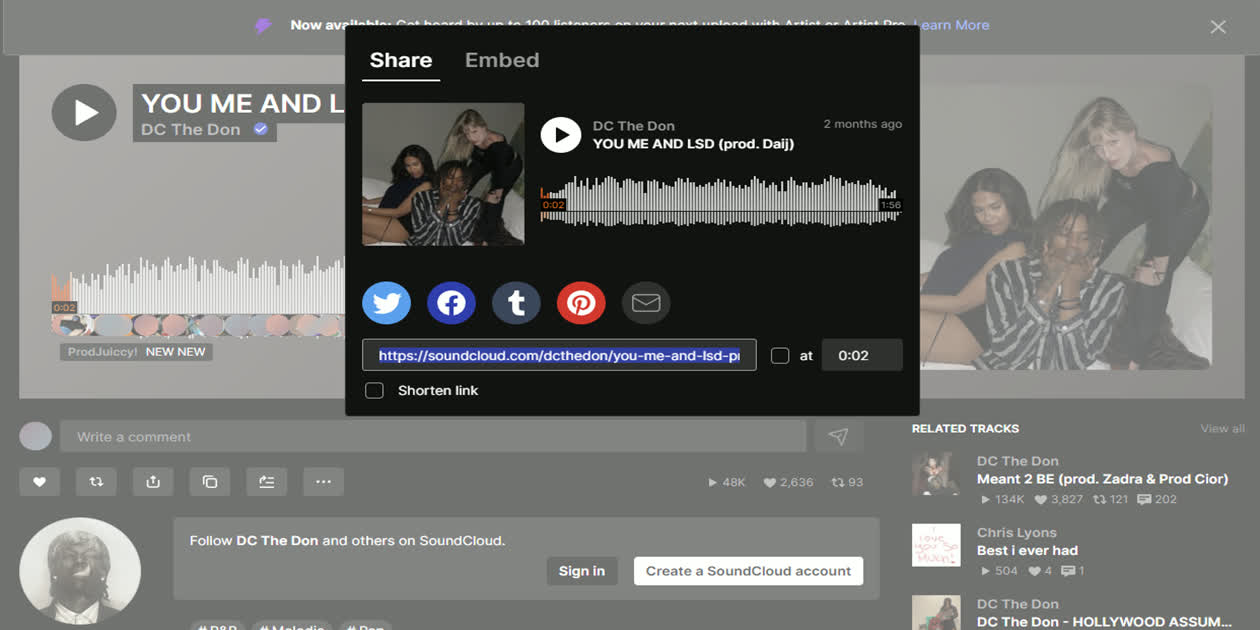 Copy SoundCloud Track URL